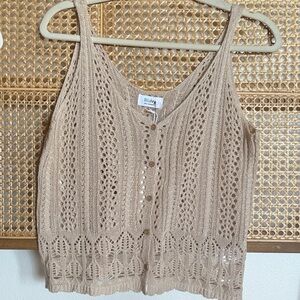 Bluivy Tan Crochet Crop Top Sz Large NWT